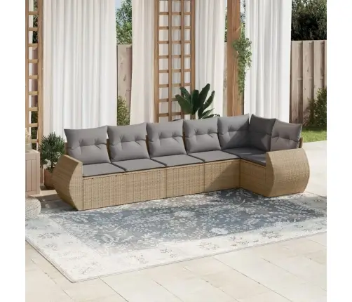 Sofos Komplektas Su Pagalvėlėmis, 6 Dalių, Smėlio, Poliratanas