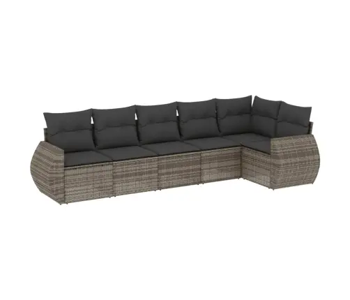 6-Daļīgs Dārza Dīvāna Komplekts Ar Matračiem, Pelēks Pe Pinums Vidaxl