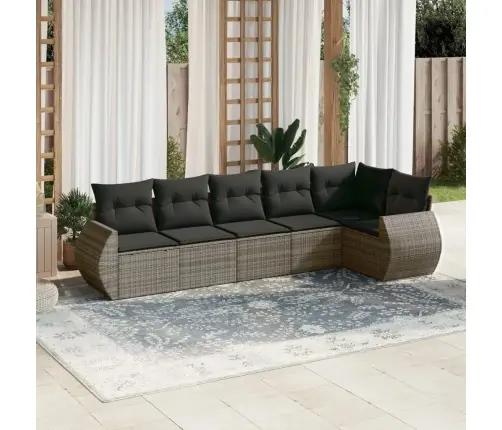 6-Daļīgs Dārza Dīvāna Komplekts Ar Matračiem, Pelēks Pe Pinums Vidaxl