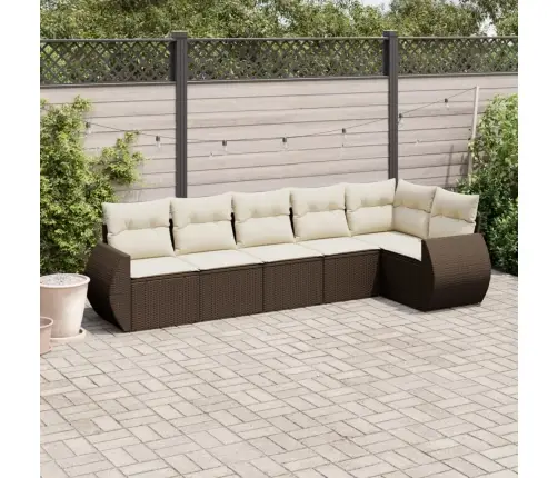 6-Daļīgs Dārza Dīvānu Komplekts, Matrači, Brūna Pe Rotangpalma Vidaxl