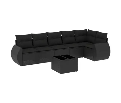 7-Daļīgs Dārza Dīvāna Komplekts Ar Matračiem, Melna Pe Vidaxl