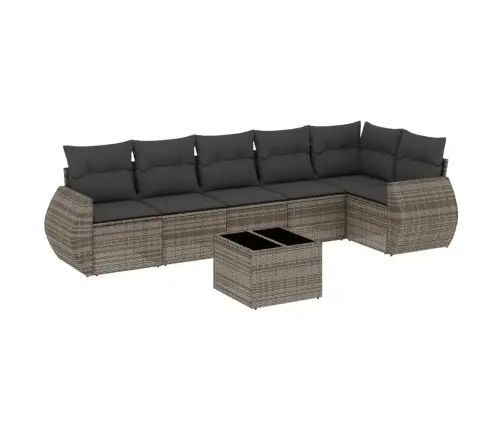 7-Daļīgs Dārza Dīvāna Komplekts, Matrači, Pelēka Pe Rotangpalma Vidaxl