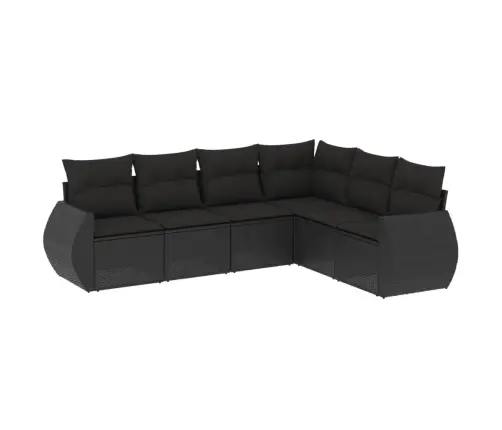 Sofos Komplektas Su Pagalvėlėmis, 6 Dalių, Juodas, Poliratanas