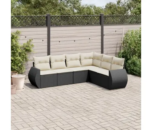 6-Daļīgs Dārza Dīvāna Komplekts, Matrači, Melna Pe Rotanpalma Vidaxl