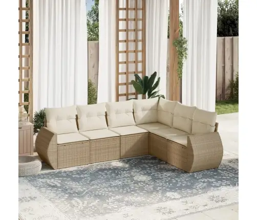 6-Daļīgs Dārza Dīvāna Komplekts, Matrači, Bēša Pe Rotangpalma Vidaxl