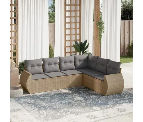 6-Daļīgs Dārza Dīvāna Komplekts, Matrači, Bēša Pe Rotangpalma Vidaxl