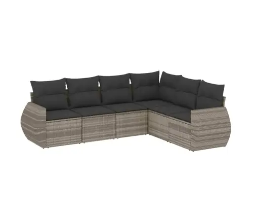 6-Daļīgs Dārza Dīvānu Komplekts,Matrači, Gaiši Pelēka Pe Pinums Vidaxl