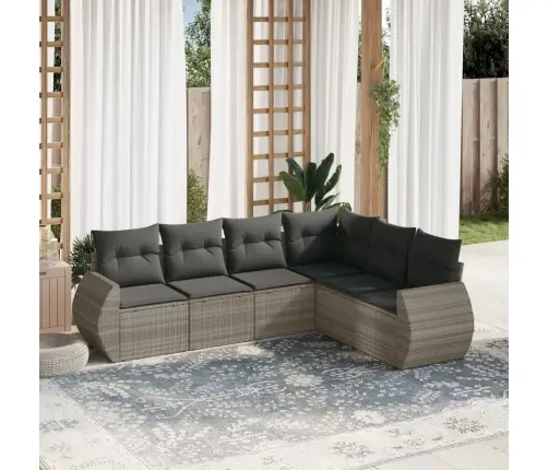 6-Daļīgs Dārza Dīvānu Komplekts,Matrači, Gaiši Pelēka Pe Pinums Vidaxl