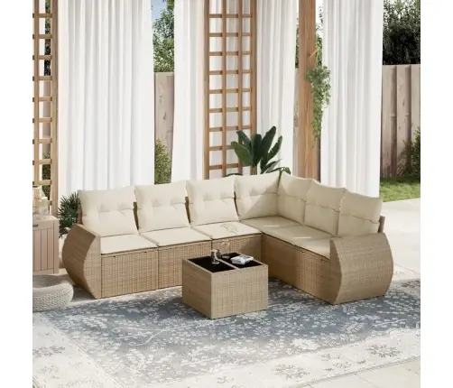 7-Osaline Aiadiivani Komplekt Patjadega, Beež, Polürotang