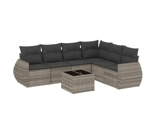 7-Daļīgs Dārza Dīvāna Komplekts,Matrači, Gaiši Pelēka Pe Pinums Vidaxl