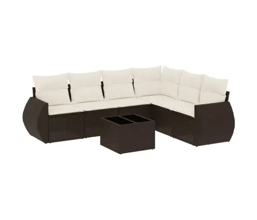 7-Osaline Aiamööblikomplekt Patjadega, Pruun, Polürotang