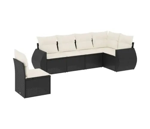 6-Daļīgs Dārza Dīvāna Komplekts, Matrači, Melna Pe Rotanpalma Vidaxl