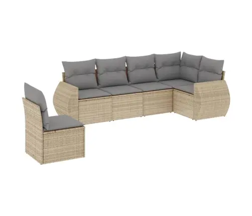 6-Daļīgs Dārza Dīvāna Komplekts, Matrači, Bēša Pe Rotangpalma Vidaxl