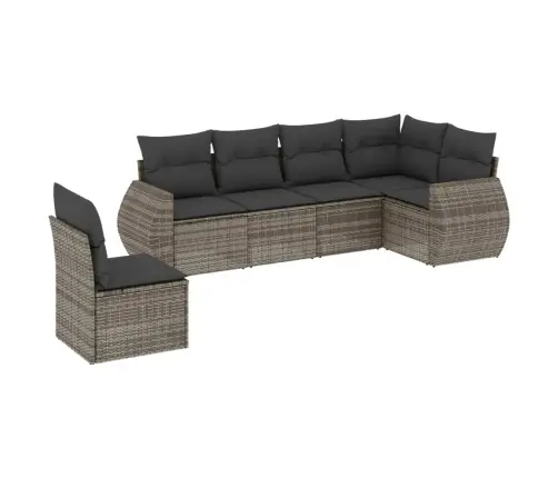 6-Daļīgs Dārza Dīvāna Komplekts Ar Matračiem, Pelēks Pe Pinums Vidaxl