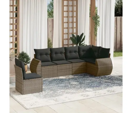 6-Daļīgs Dārza Dīvāna Komplekts Ar Matračiem, Pelēks Pe Pinums Vidaxl