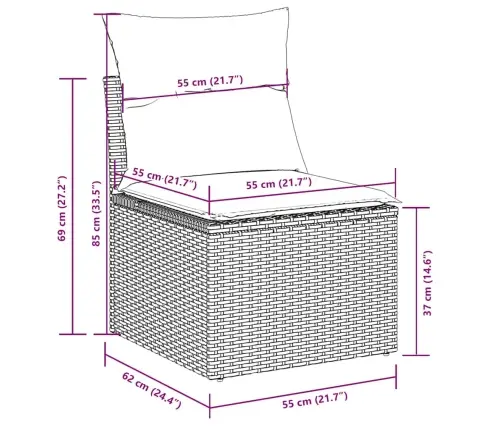 6-Daļīgs Dārza Dīvānu Komplekts,Matrači, Gaiši Pelēka Pe Pinums Vidaxl
