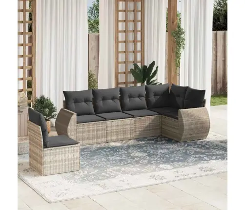 6-Daļīgs Dārza Dīvānu Komplekts,Matrači, Gaiši Pelēka Pe Pinums Vidaxl