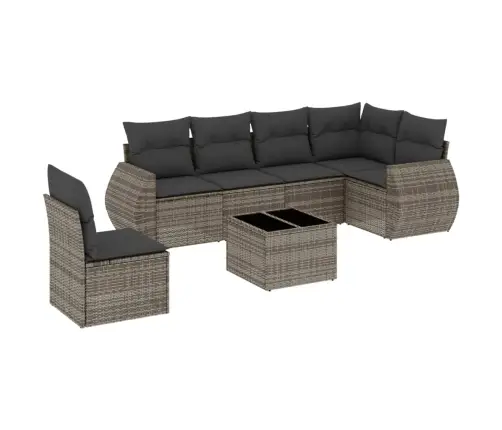 7-Daļīgs Dārza Dīvāna Komplekts, Matrači, Pelēka Pe Rotangpalma Vidaxl