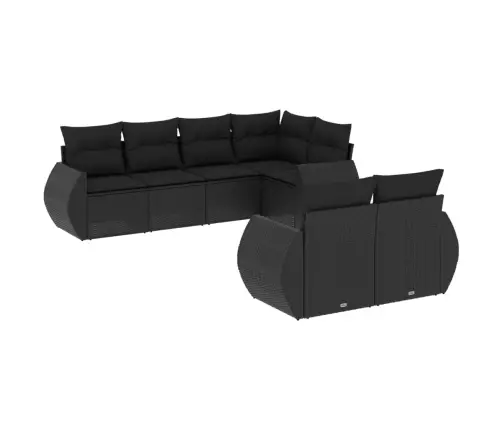 7-Daļīgs Dārza Dīvāna Komplekts Ar Matračiem, Melna Pe Vidaxl