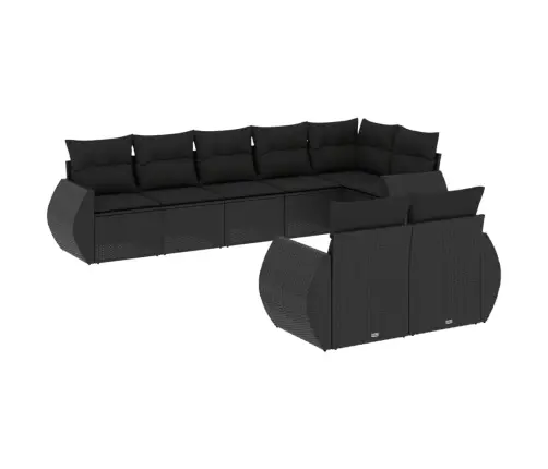 8-Daļīgs Dārza Dīvāna Komplekts, Matrači, Melna Pe Rotangpalma Vidaxl