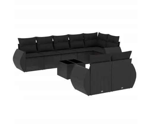 9-Daļīgs Dārza Dīvāna Komplekts, Matrači, Melna Pe Rotangpalma Vidaxl