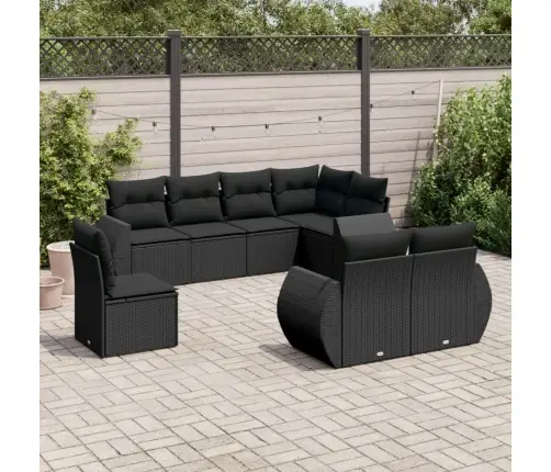 8-Daļīgs Dārza Dīvāna Komplekts, Matrači, Melna Pe Rotangpalma Vidaxl 8-Daļīgs Dārza Dīvāna Komplekts, Matrači, Melna Pe Rotangpalma Vidaxl