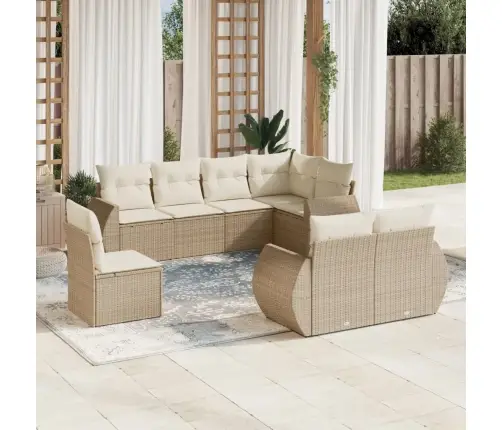 8-Daļīgs Dārza Dīvāna Komplekts, Matrači, Bēša Pe Rotangpalma Vidaxl