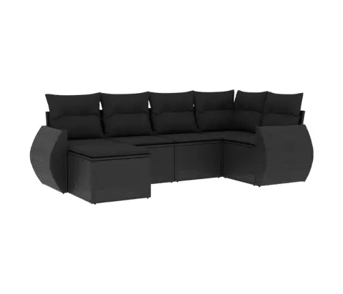 Sofos Komplektas Su Pagalvėlėmis, 6 Dalių, Juodas, Poliratanas