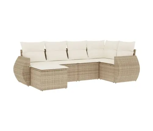 6-Daļīgs Dārza Dīvāna Komplekts, Matrači, Bēša Pe Rotangpalma Vidaxl