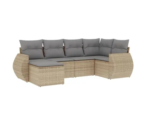 6-Daļīgs Dārza Dīvāna Komplekts, Matrači, Bēša Pe Rotangpalma Vidaxl