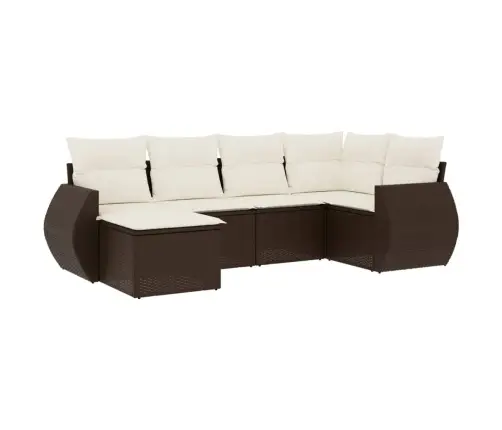 Sofos Komplektas Su Pagalvėlėmis, 6 Dalių, Rudas, Poliratanas