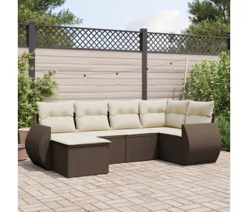 Sofos Komplektas Su Pagalvėlėmis, 6 Dalių, Rudas, Poliratanas