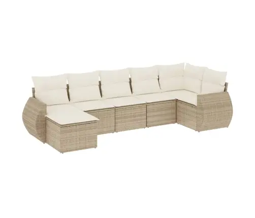 7-Daļīgs Dārza Dīvāna Komplekts, Matrači, Bēša Pe Rotangpalma Vidaxl