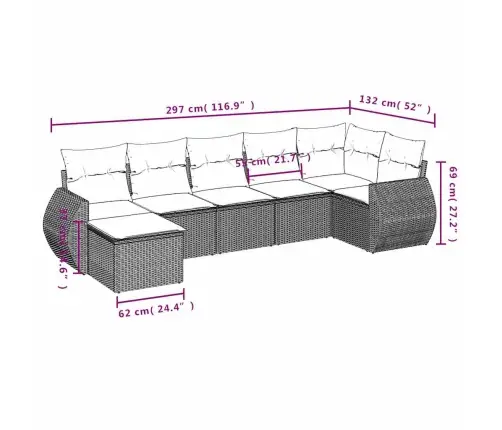 Sofos Komplektas Su Pagalvėlėmis, 7 Dalių, Pilkas, Poliratanas