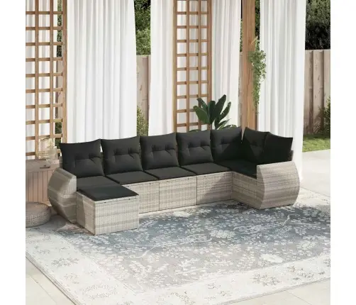 Sofos Komplektas Su Pagalvėlėmis, 7 Dalių, Pilkas, Poliratanas