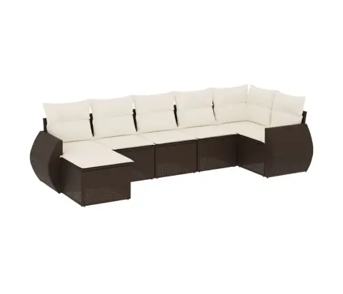 7-Daļīgs Dārza Dīvānu Komplekts, Matrači, Brūna Pe Rotangpalma Vidaxl