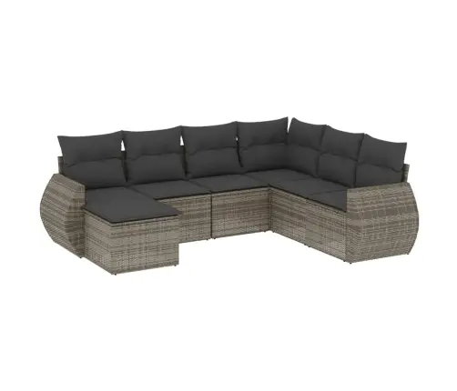 7-Daļīgs Dārza Dīvāna Komplekts, Matrači, Pelēka Pe Rotangpalma Vidaxl