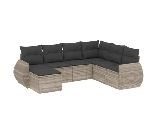 7-Osaline Aiamööblikomplekt Patjadega, Helehall, Polürotang