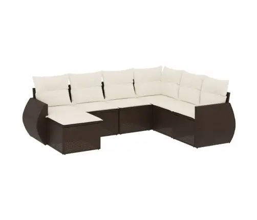 7-Osaline Aiamööblikomplekt Patjadega, Pruun, Polürotang