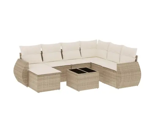 8-Daļīgs Dārza Dīvāna Komplekts, Matrači, Bēša Pe Rotangpalma Vidaxl 8-Daļīgs Dārza Dīvāna Komplekts, Matrači, Bēša Pe Rotangpalma Vidaxl