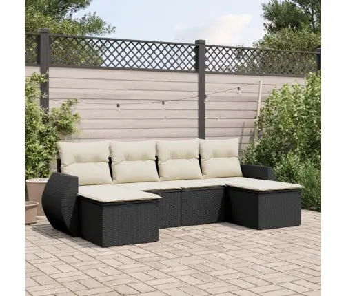 Sofos Komplektas Su Pagalvėlėmis, 6 Dalių, Juodas, Poliratanas