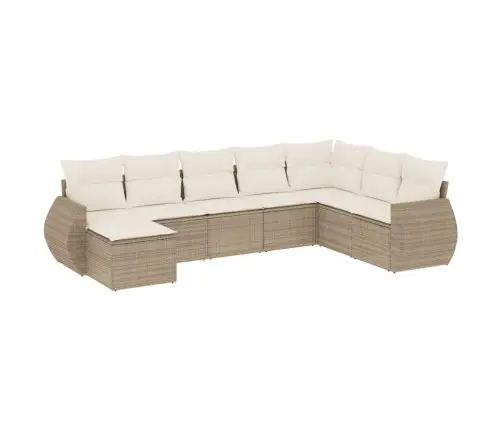 8-Daļīgs Dārza Dīvāna Komplekts, Matrači, Bēša Pe Rotangpalma Vidaxl