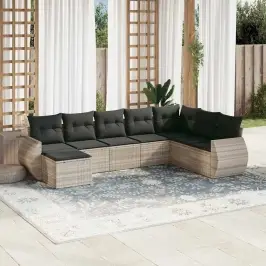 8-Osaline Aiadiivani Komplekt Patjadega, Helehall, Polürotang