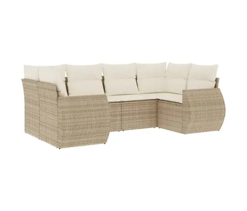 6-Daļīgs Dārza Dīvāna Komplekts, Matrači, Bēša Pe Rotangpalma Vidaxl