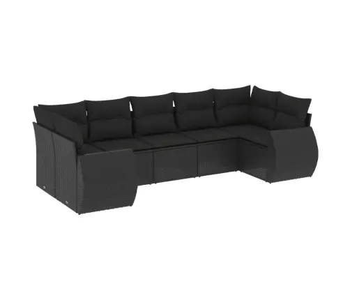 7-Daļīgs Dārza Dīvāna Komplekts Ar Matračiem, Melna Pe Vidaxl
