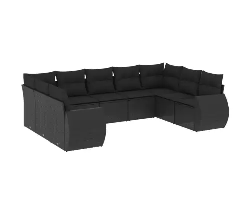 9-Daļīgs Dārza Dīvāna Komplekts, Matrači, Melna Pe Rotangpalma Vidaxl