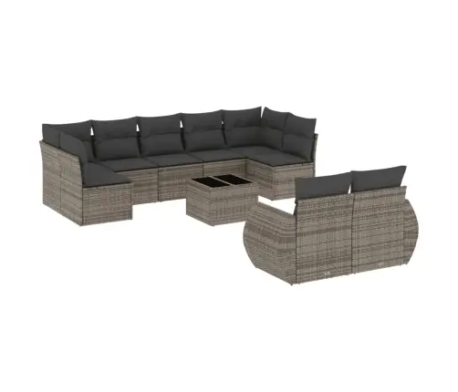 Sodo Komplektas Su Pagalvėlėmis, 10 Dalių, Pilkas, Poliratanas