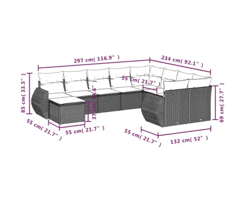 Sofos Komplektas Su Pagalvėlėmis, 10 Dalių, Smėlio, Poliratanas