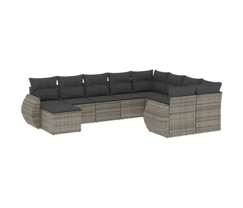 Sodo Komplektas Su Pagalvėlėmis, 10 Dalių, Pilkas, Poliratanas