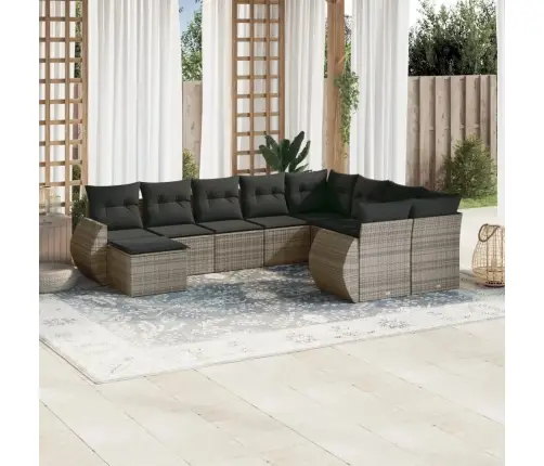 Sodo Komplektas Su Pagalvėlėmis, 10 Dalių, Pilkas, Poliratanas